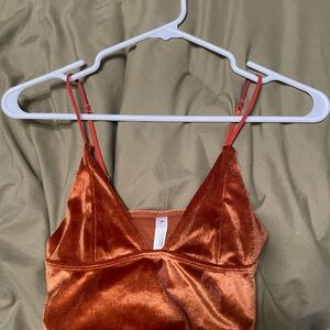 Velvet Spaghetti Strap Top in Rust